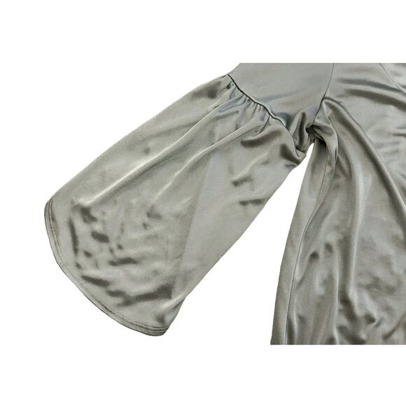 AGB Silver Satin Scoop Neck Blouse Womens Size S - Picture 4 of 10